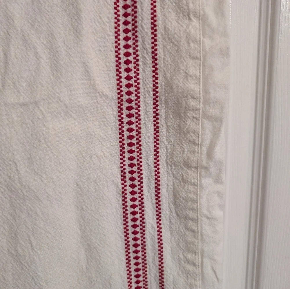 Hearth & Hand By Magnolia Table Runner White Red Embroidery Cotton 83 x 18